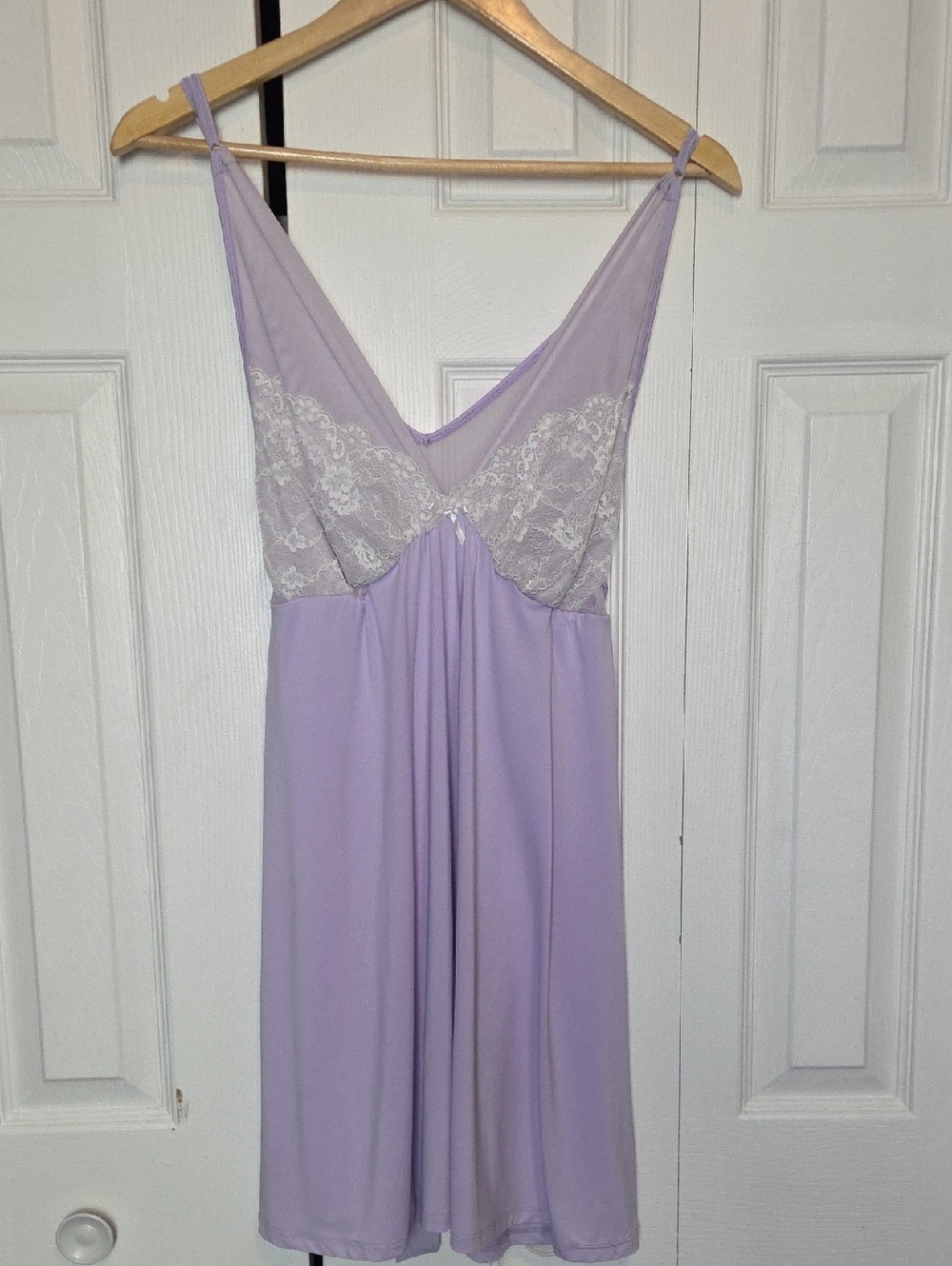 La Vie En Rose Lavender Slip with White Lace Trim